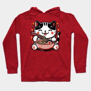 Cat's Ramen Feast: Chopstick Master in Kawaii World Hoodie